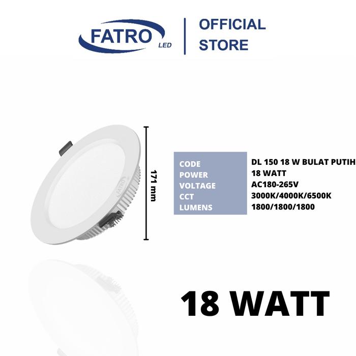 FATRO Downlight LED PANDA Inbow | 6W 9W 12W 18W 24W | Lampu Plafon Kotak & Bulat | Putih