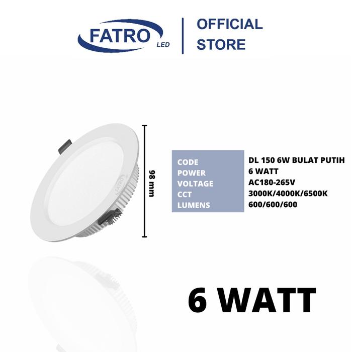 FATRO Downlight LED PANDA Inbow | 6W 9W 12W 18W 24W | Lampu Plafon Kotak & Bulat | Putih
