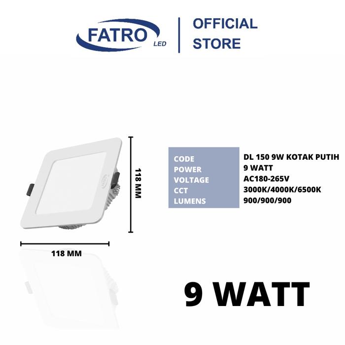 FATRO Downlight LED PANDA Inbow | 6W 9W 12W 18W 24W | Lampu Plafon Kotak & Bulat | Putih