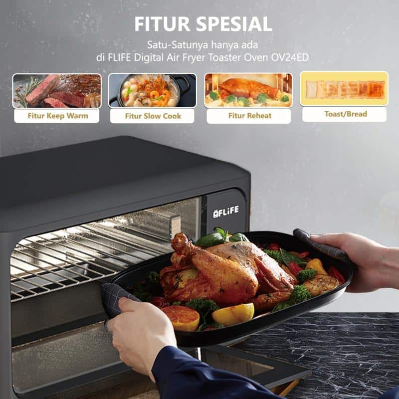 FLIFE OV24ED Digital Air Fryer Toaster Oven 24L - 8 in 1 Function