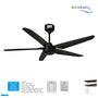 Ecolux 50IN Zinnia DC Ceiling Fan 5 Blade + Remote | Kipas Plafon Hemat Listrik Black White Mocha - RumahDekor.com