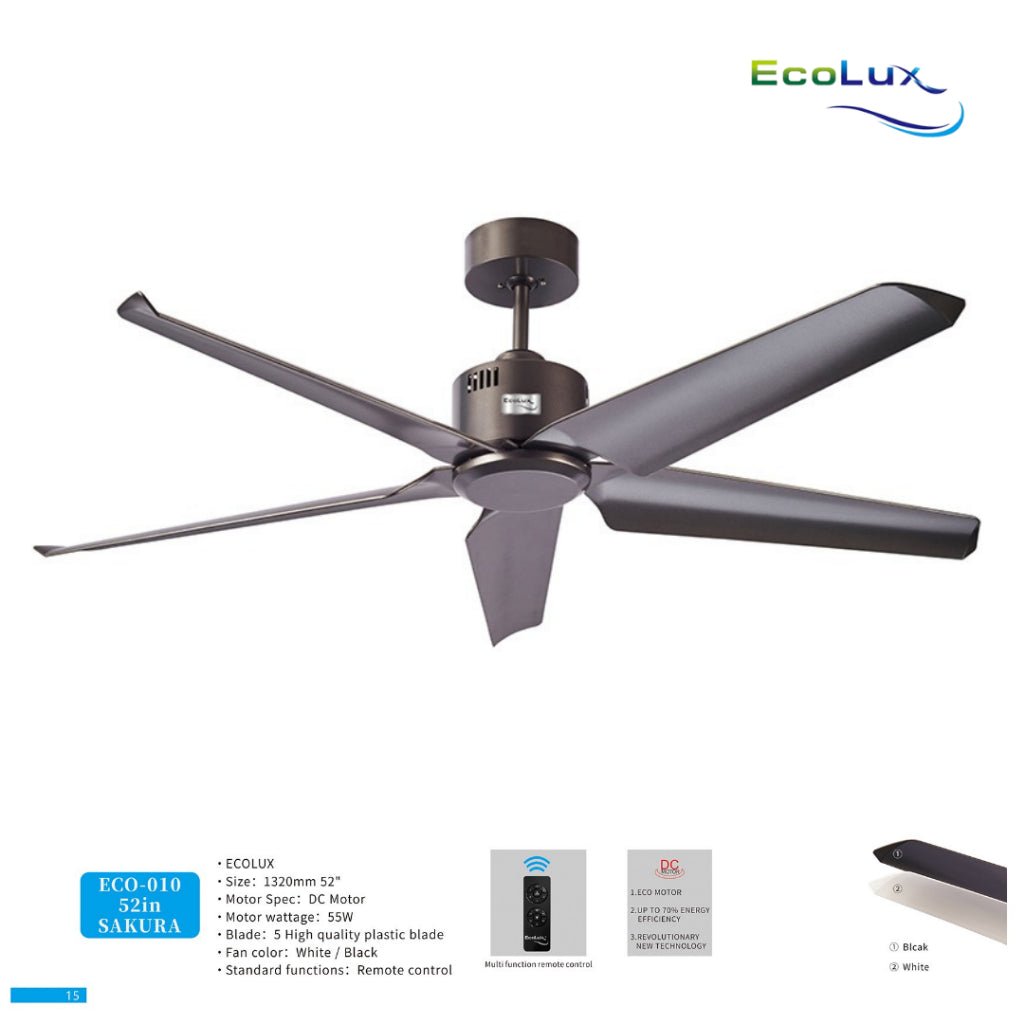 Ecolux 52IN Sakura Ceiling Fan | Kipas Plafon Elegan Angin Sejuk Hemat Listrik - RumahDekor.com