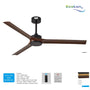 Ecolux 60IN Kembang DC Ceiling Fan Remote | Kipas Plafon Motor DC Hemat Listrik Black Walnut Wood - RumahDekor.com