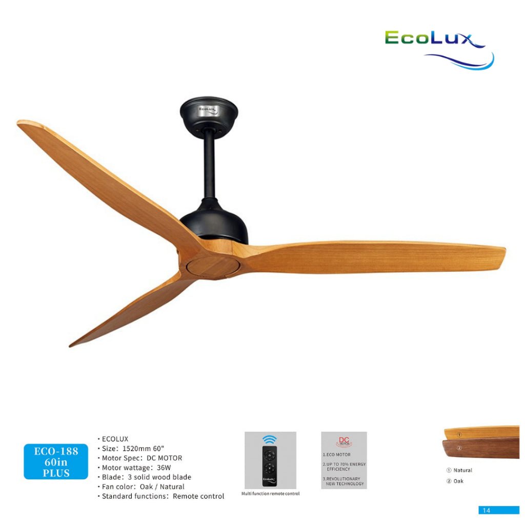 Ecolux 60IN PLUS Ceiling Fan | Kipas Angin Plafon 60 Inch Super Sejuk Hemat Listrik - RumahDekor.com