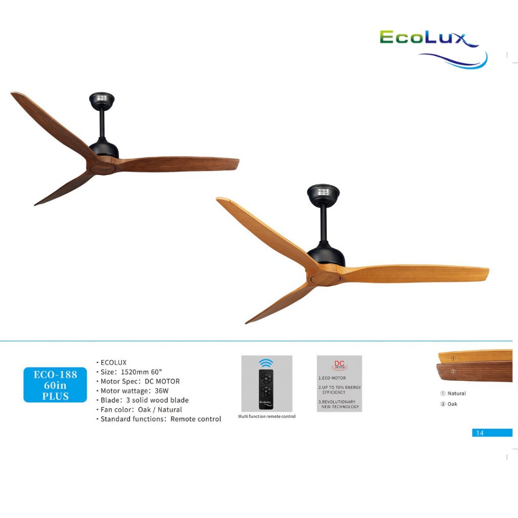 Ecolux 60IN PLUS Ceiling Fan | Kipas Angin Plafon 60 Inch Super Sejuk Hemat Listrik - RumahDekor.com