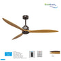 Ecolux 64IN COCO Ceiling Fan 3 Baling Kayu Oak & Natural | Kipas Angin Plafon Gantung Mewah Estetik - RumahDekor.com