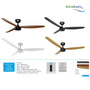 Ecolux Batik 52IN Ceiling Fan 3 Blade + Remote | Kipas Plafon Estetik Black White Walnut Wood - RumahDekor.com