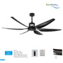 Ecolux Seruni 66IN DC Ceiling Fan + Remote | Kipas Plafon Besar Hemat Listrik Silver Black Wood - RumahDekor.com