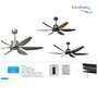 Ecolux Seruni 66IN DC Ceiling Fan + Remote | Kipas Plafon Besar Hemat Listrik Silver Black Wood - RumahDekor.com