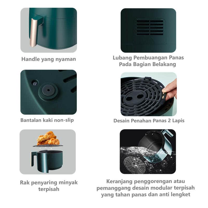 FLIFE AF45-700LB Digital Air Fryer 4.5L - Super Low Watt - RumahDekor.com