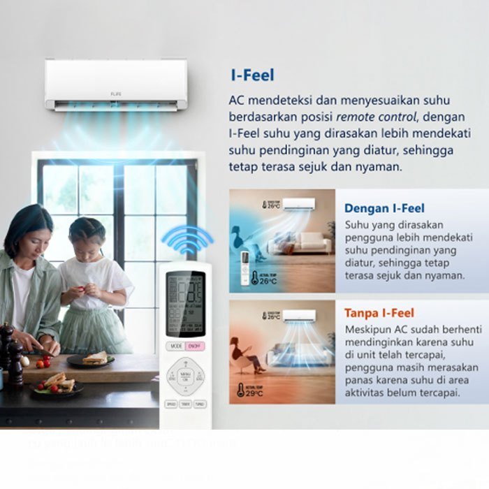 Flife Gree AC Split Standard FLOO Series AC proyek berkualitas, 0,5PK, 0,75PK,1PK, 1,5PK, 2PK - RumahDekor.com
