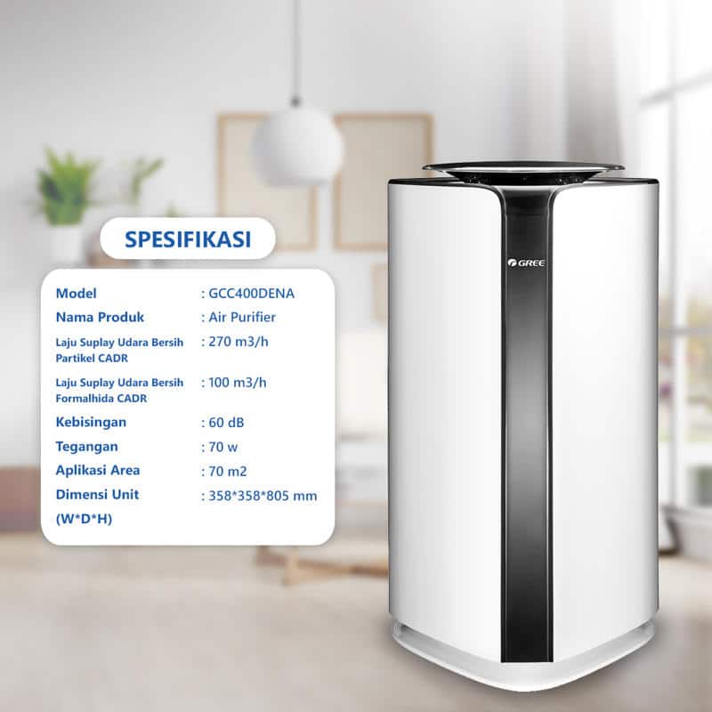 GREE Air Purifier GCC-400DENA, Pembasmi Kuman, Virus, Bakteri di udara - RumahDekor.com