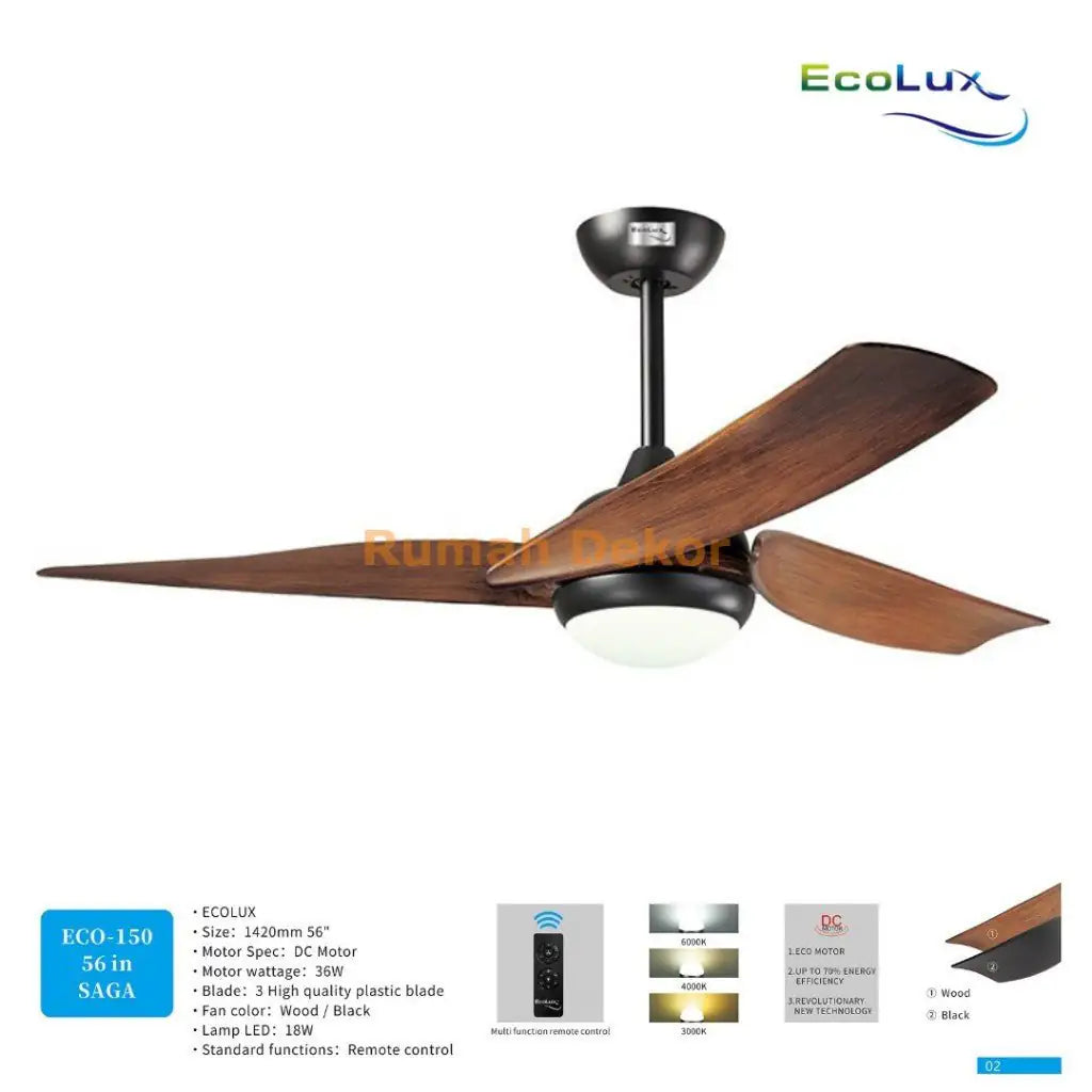 Kipas Angin Plafon Ecolux 56 Inch SAGA – Kipas Gantung Hemat Listrik, Motor Halus & Angin Kencang - RumahDekor.com