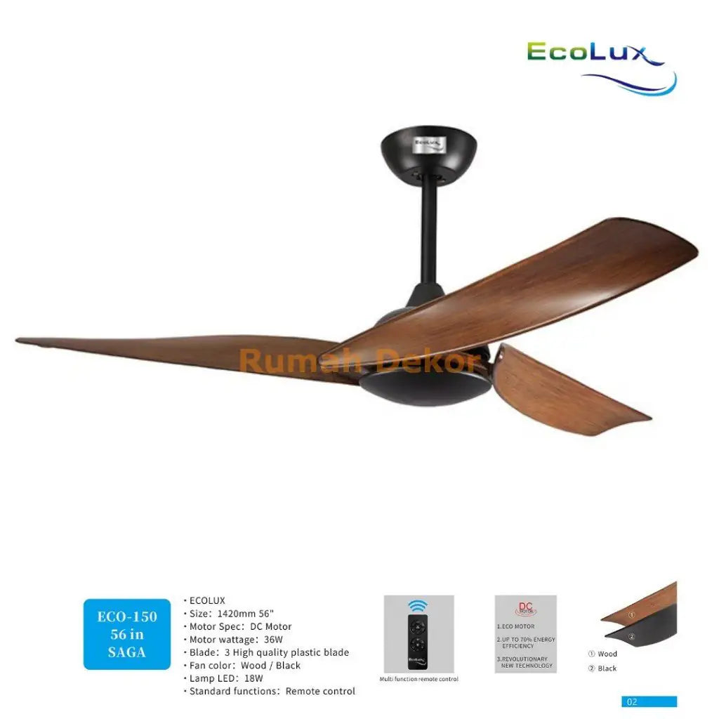 Kipas Angin Plafon Ecolux 56 Inch SAGA – Kipas Gantung Hemat Listrik, Motor Halus & Angin Kencang - RumahDekor.com