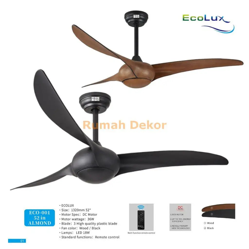 Kipas Angin Plafon Ecolux 56 Inch SAGA – Kipas Gantung Hemat Listrik, Motor Halus & Angin Kencang - RumahDekor.com