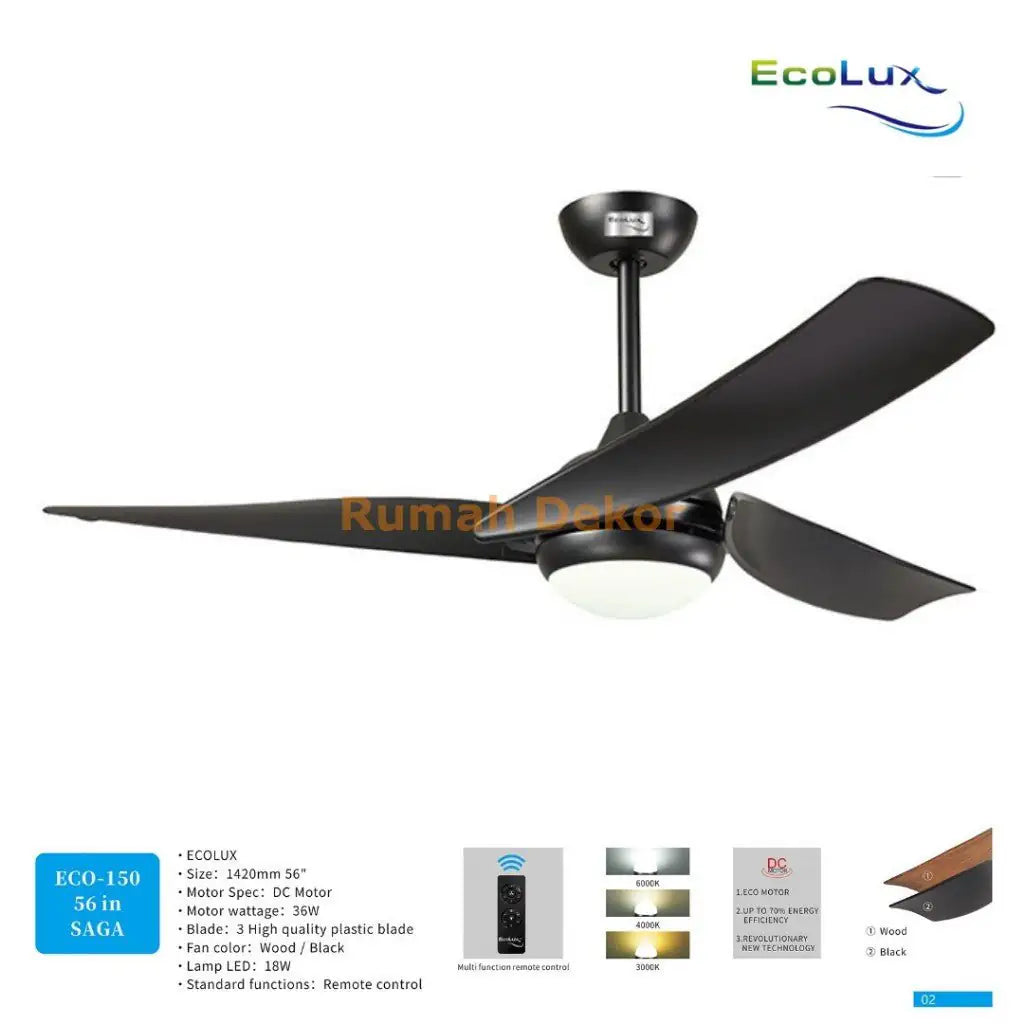 Kipas Angin Plafon Ecolux 56 Inch SAGA – Kipas Gantung Hemat Listrik, Motor Halus & Angin Kencang - RumahDekor.com