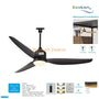 Kipas Plafon 52 Inch Ecolux Jasmine – DC Motor 30 Watt Super Hemat, Waterproof & Heat Resistant + Remote Control - RumahDekor.com