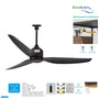 Kipas Plafon 52 Inch Ecolux Jasmine – DC Motor 30 Watt Super Hemat, Waterproof & Heat Resistant + Remote Control - RumahDekor.com