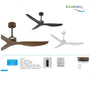 Kipas Plafon Ecolux 52 Inch POPPY Motor DC – Ceiling Fan Hemat Listrik & Senyap | Black White Wood - RumahDekor.com
