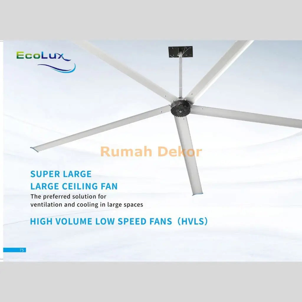 Kipas Plafon Industrial Ecolux HVLS – Super Large Fan, Airflow Maksimal untuk Gudang & Pabrik - RumahDekor.com