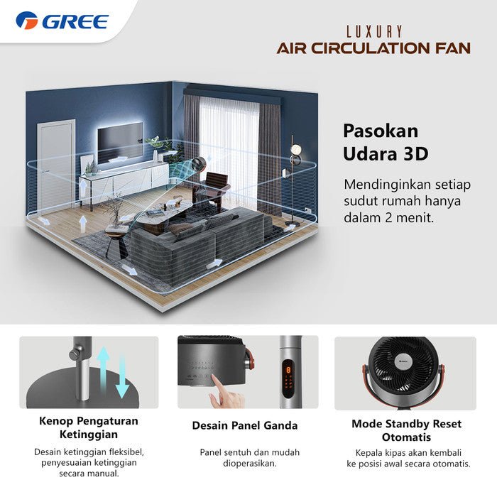 Luxury Air Circulation Fan dengan Teknologi Ion Plasma, Kipas Angin Mewah Gree GCF CIRCOOL14L - RumahDekor.com
