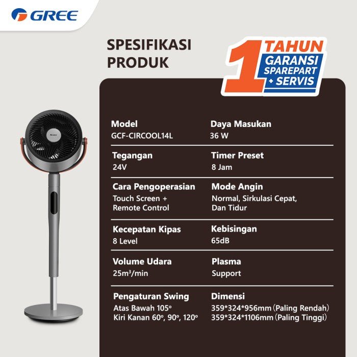 Luxury Air Circulation Fan dengan Teknologi Ion Plasma, Kipas Angin Mewah Gree GCF CIRCOOL14L - RumahDekor.com